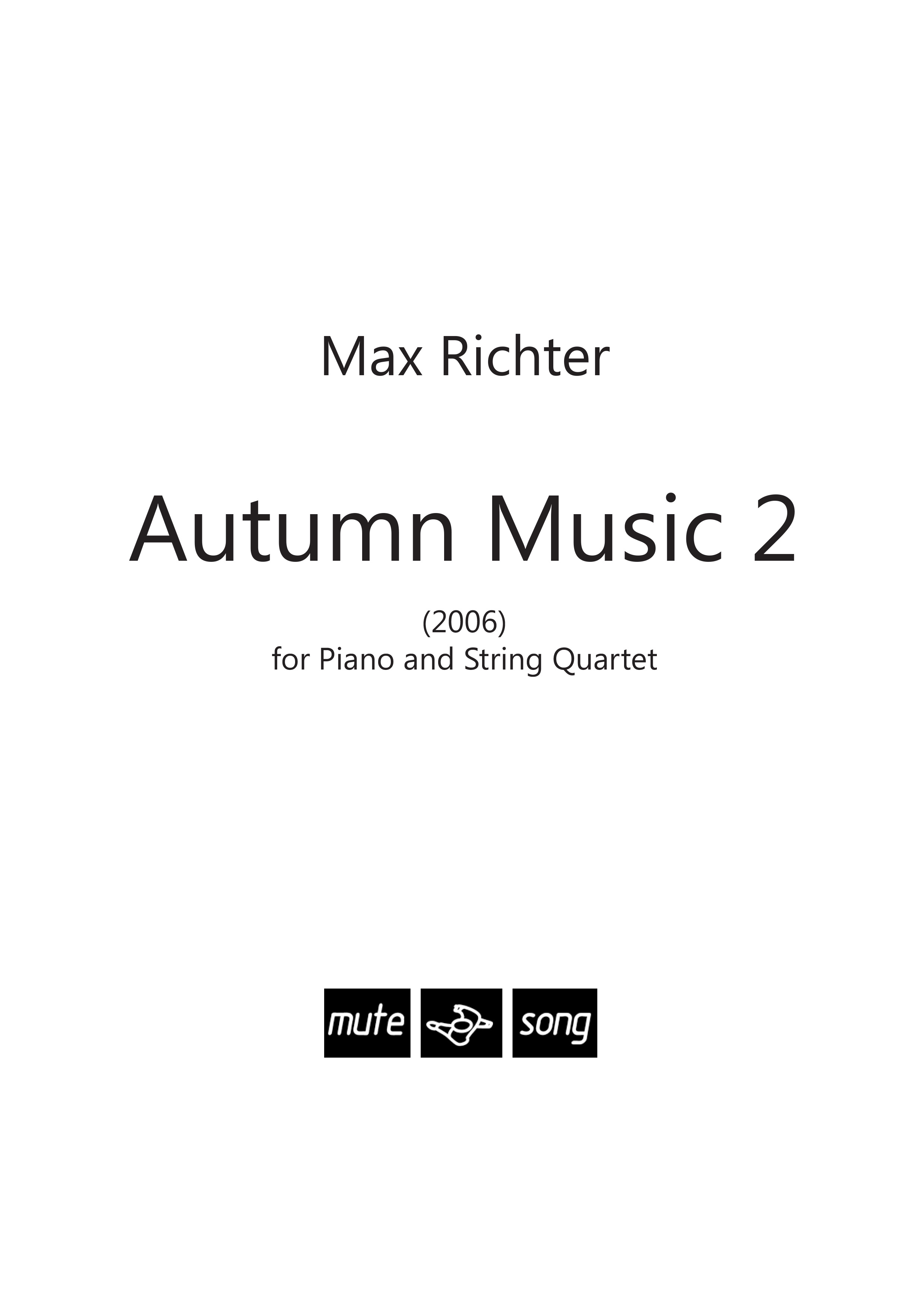 Max Richter: Autumn Music 2: Chamber Ensemble: Score