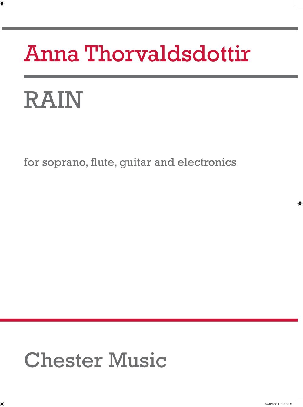 Anna Thorvaldsdottir: Rain: Soprano: Score & Parts