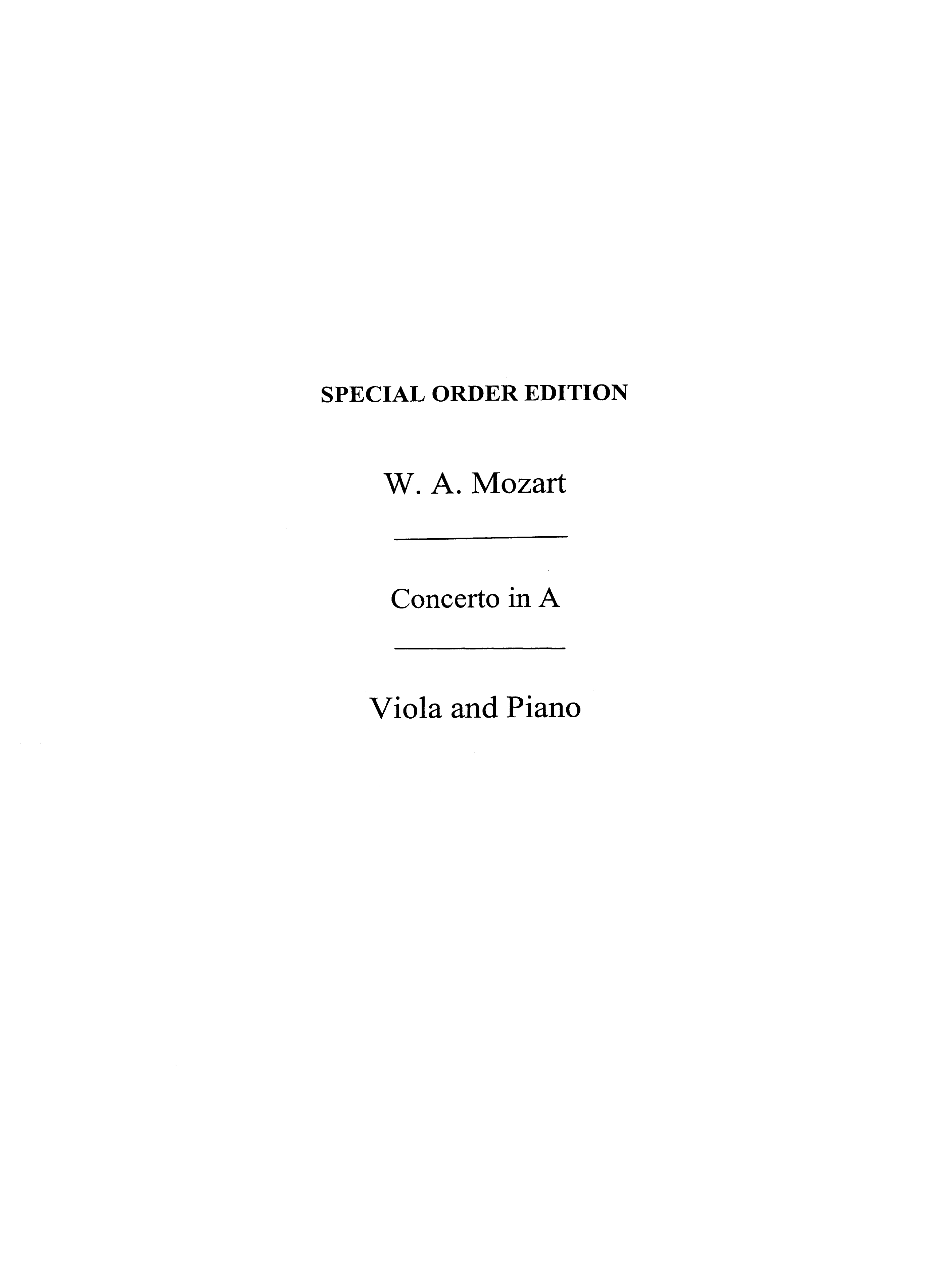Wolfgang Amadeus Mozart: Concerto In A K622 (Tertis): Viola