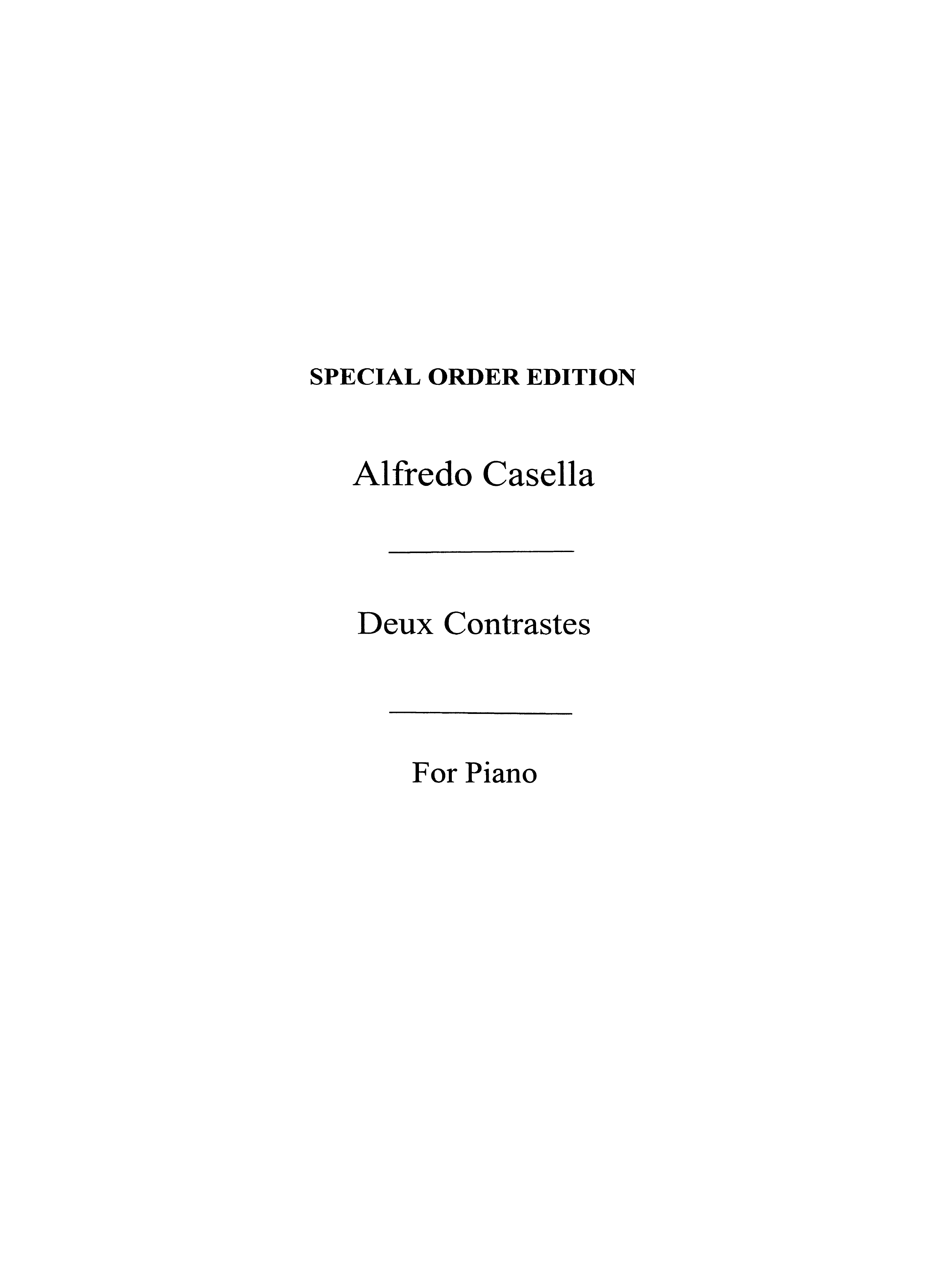 Alfredo Casella: Deux Contrastes: Piano: Instrumental Work