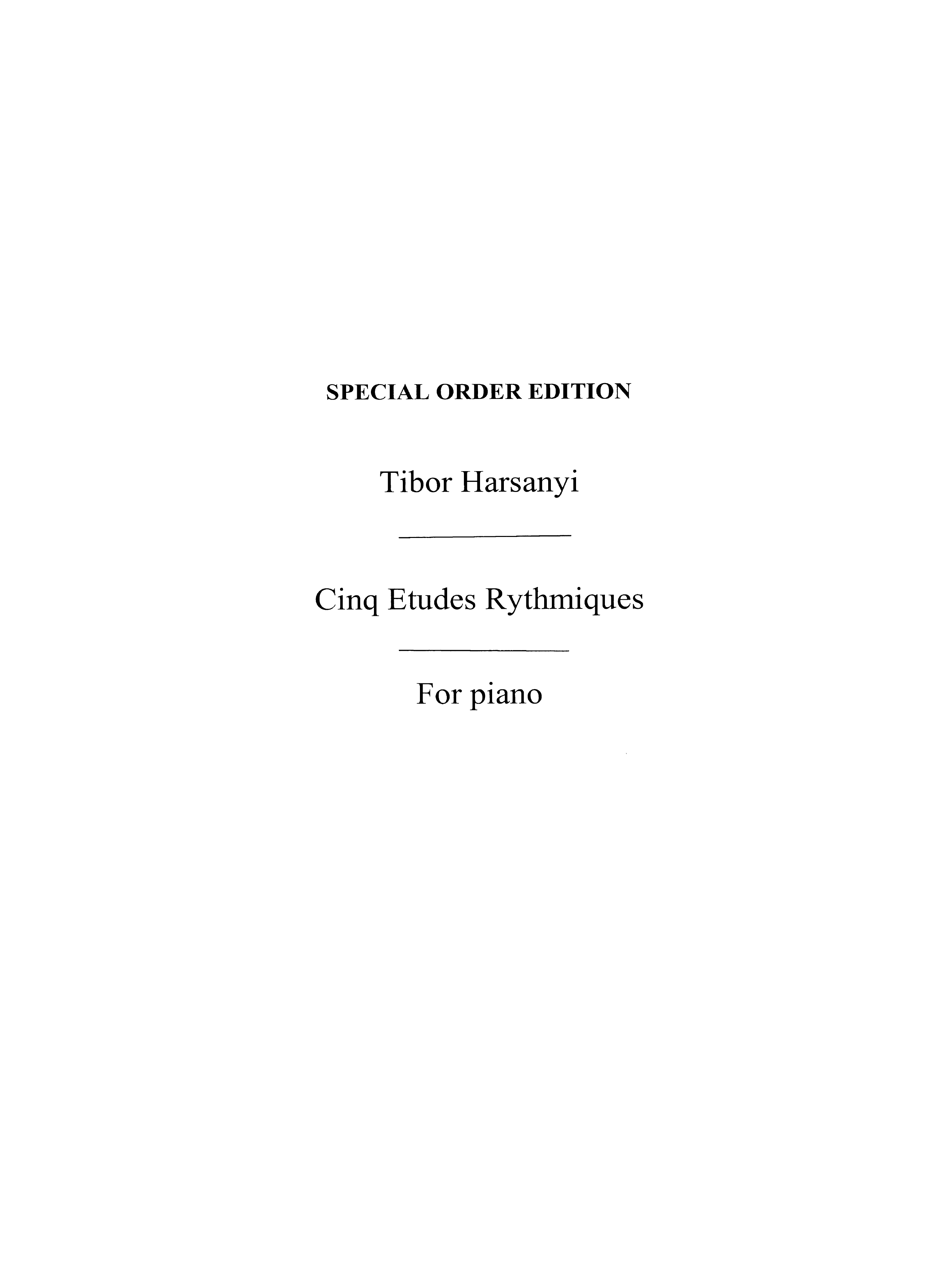 Tibor Harsanyi: Cinq Etudes Rythmiques: Piano