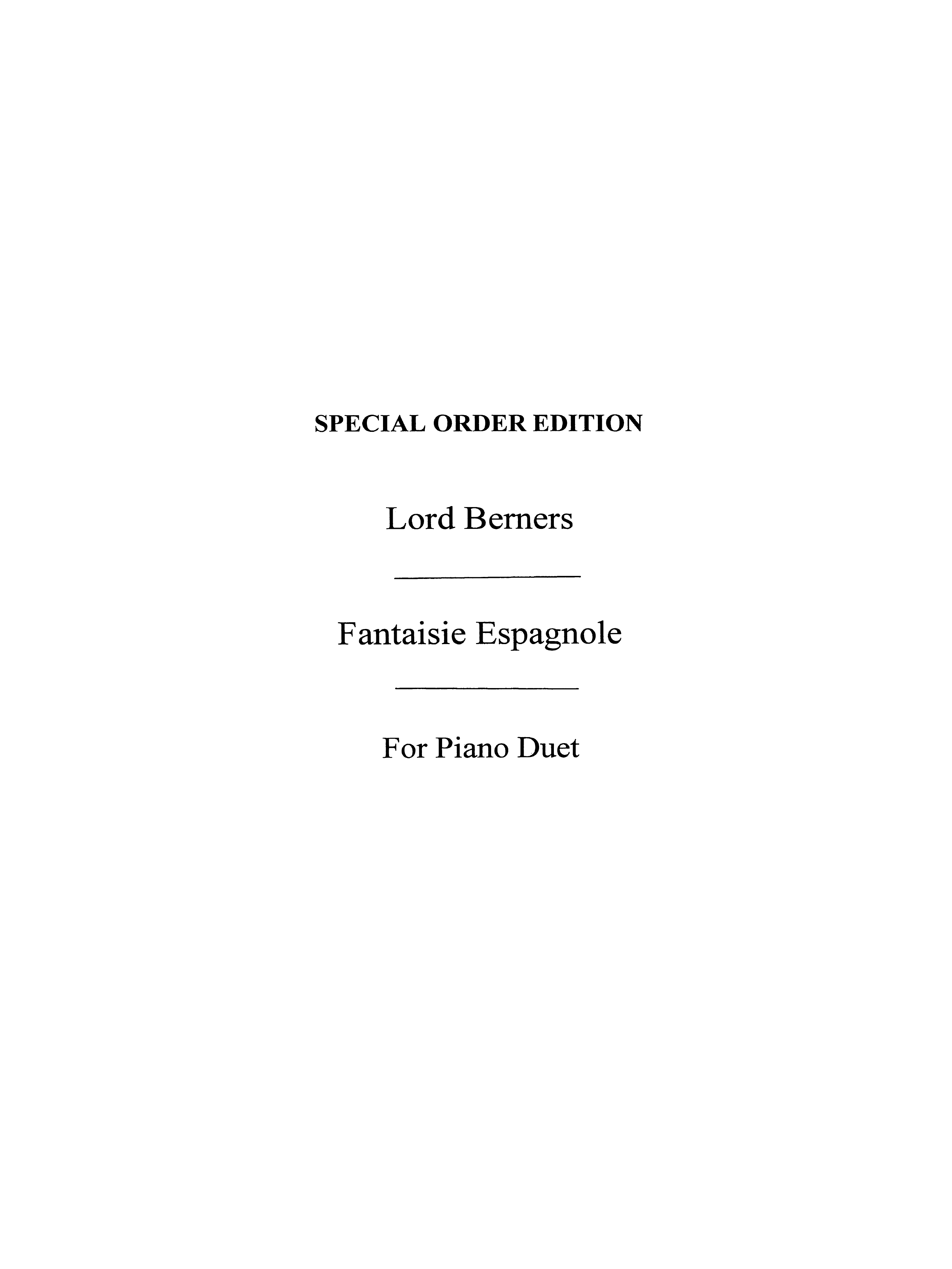 Lord Berners: Fantasie Espagnole - Piano Duet: Piano Duet: Instrumental Work
