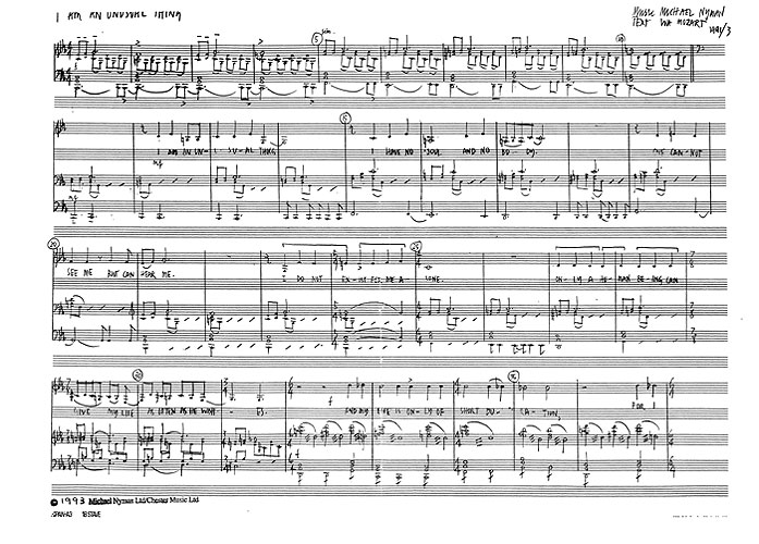 Michael Nyman: I Am An Unusual Thing: Chamber Ensemble: Score