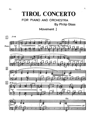 Philip Glass: Tirol Concerto: Piano: Instrumental Work