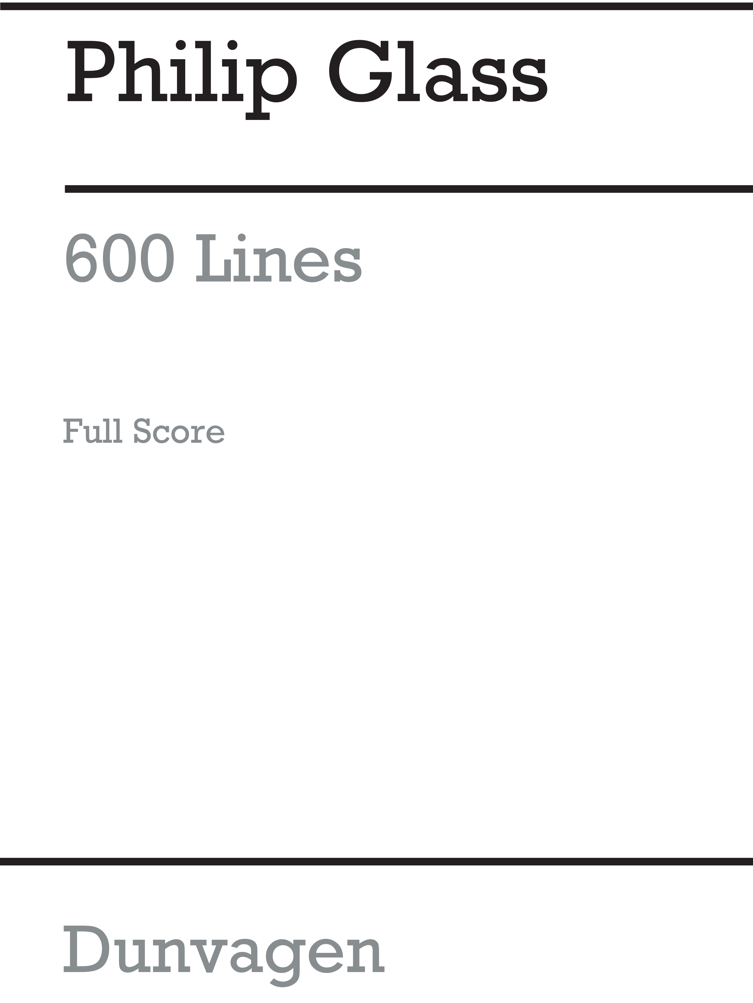 Philip Glass: 600 Lines: Orchestra: Score