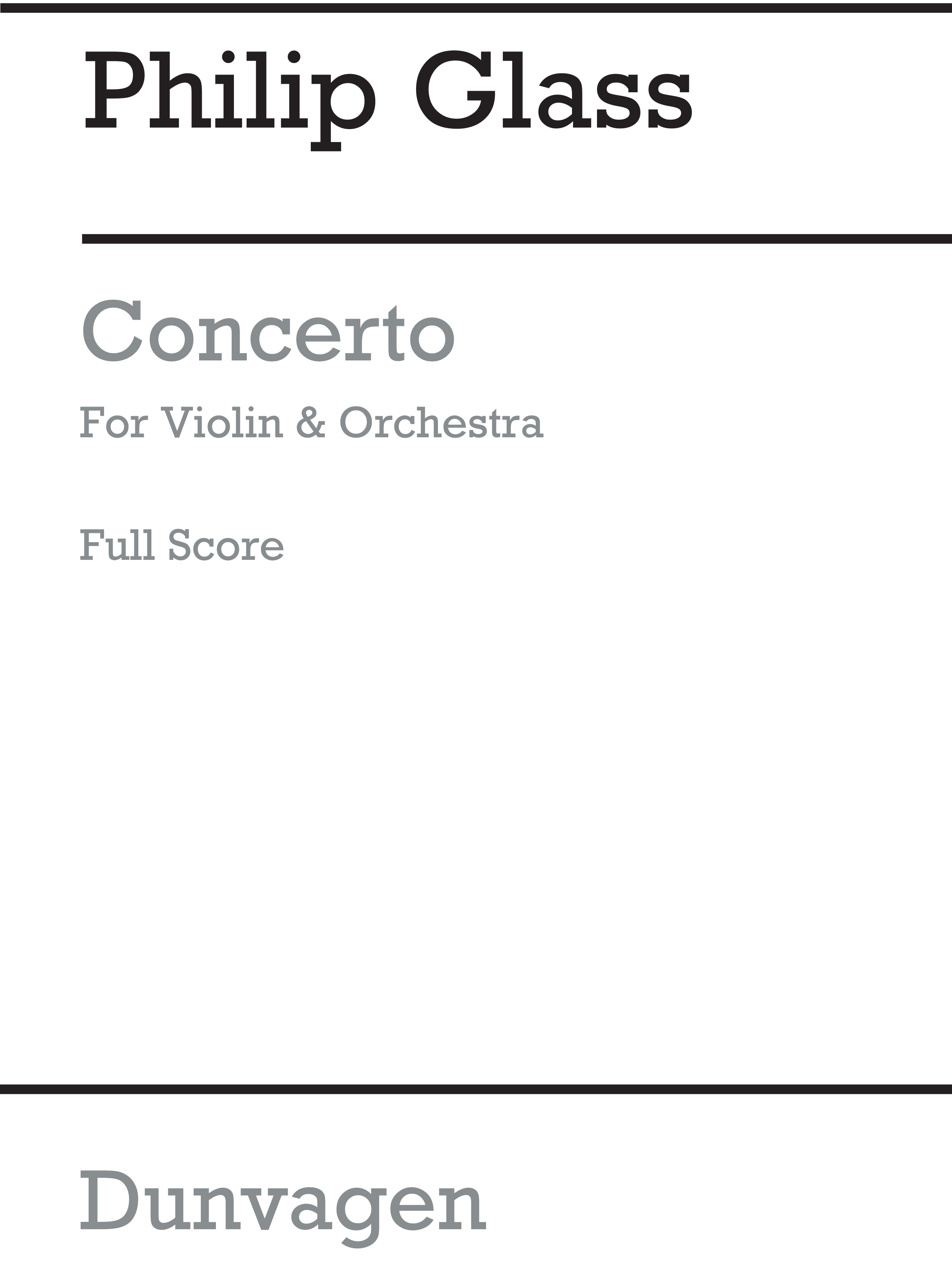 Philip Glass: Violin Concerto: Violin: Score
