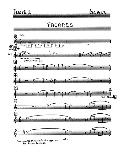 Philip Glass: Facades: Chamber Ensemble: Parts
