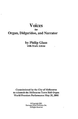 Philip Glass: Voices: Organ: Instrumental Work