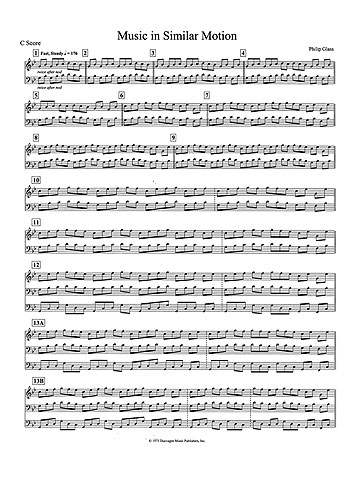 Philip Glass: Music In Similar Motion: Chamber Ensemble: Score