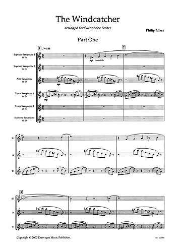 Philip Glass: The Windcatcher: Saxophone Ensemble: Score
