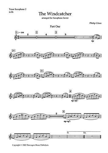 Philip Glass: The Windcatcher: Saxophone Ensemble: Parts