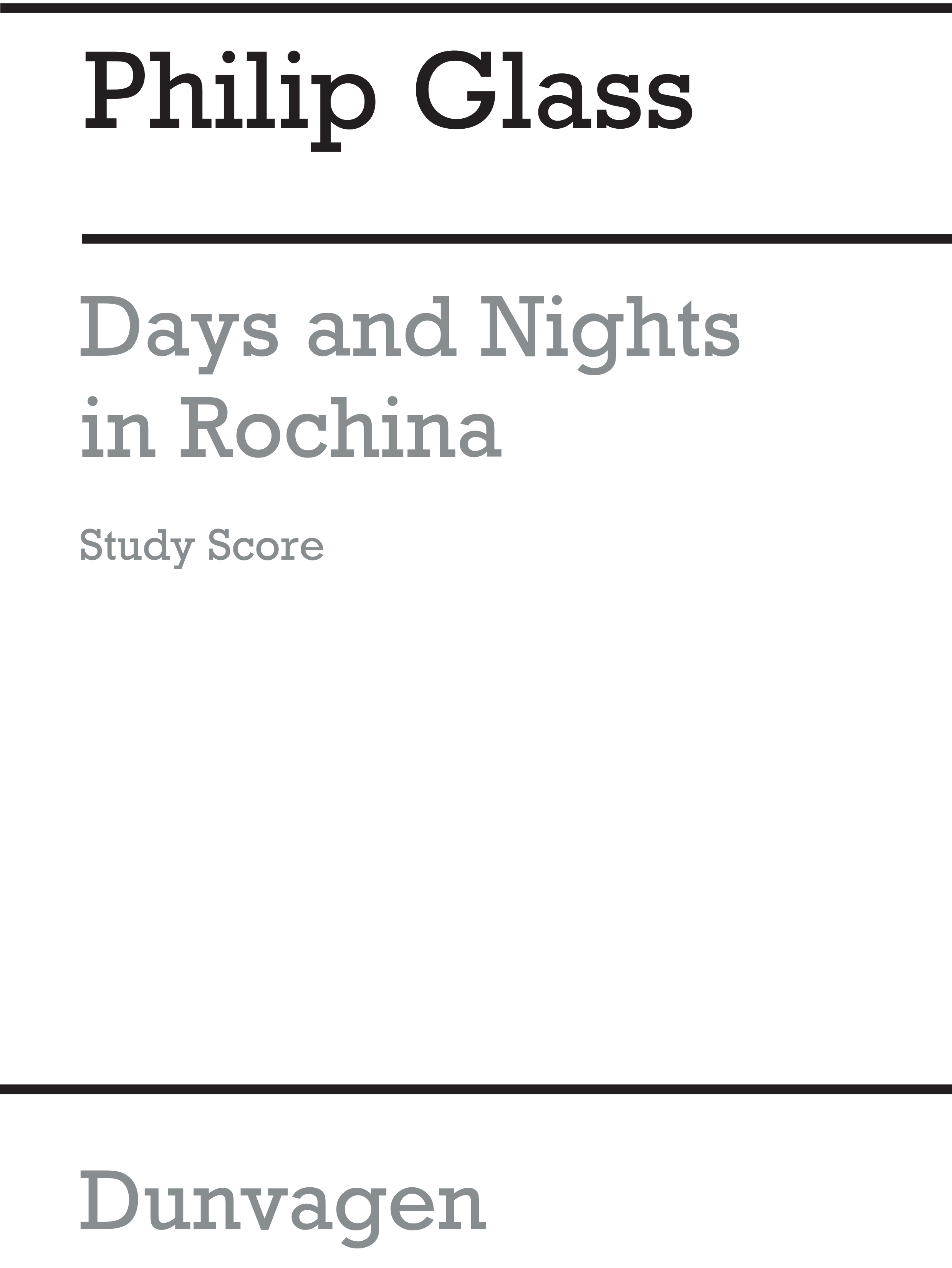 Philip Glass: Days And Nights In Rochina: Orchestra: Score