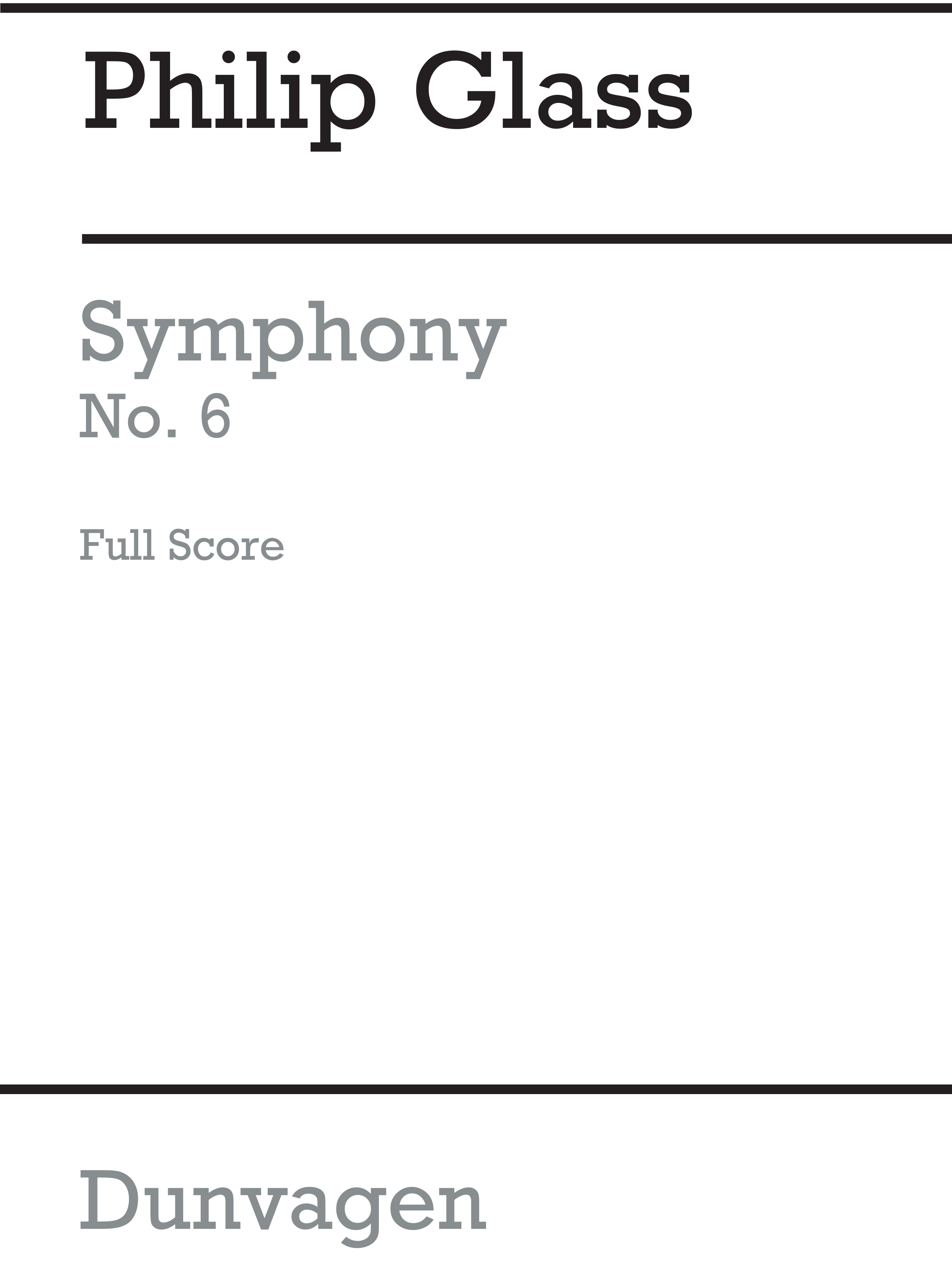 Philip Glass: Symphony No.6 (Plutonian Ode): Orchestra: Score