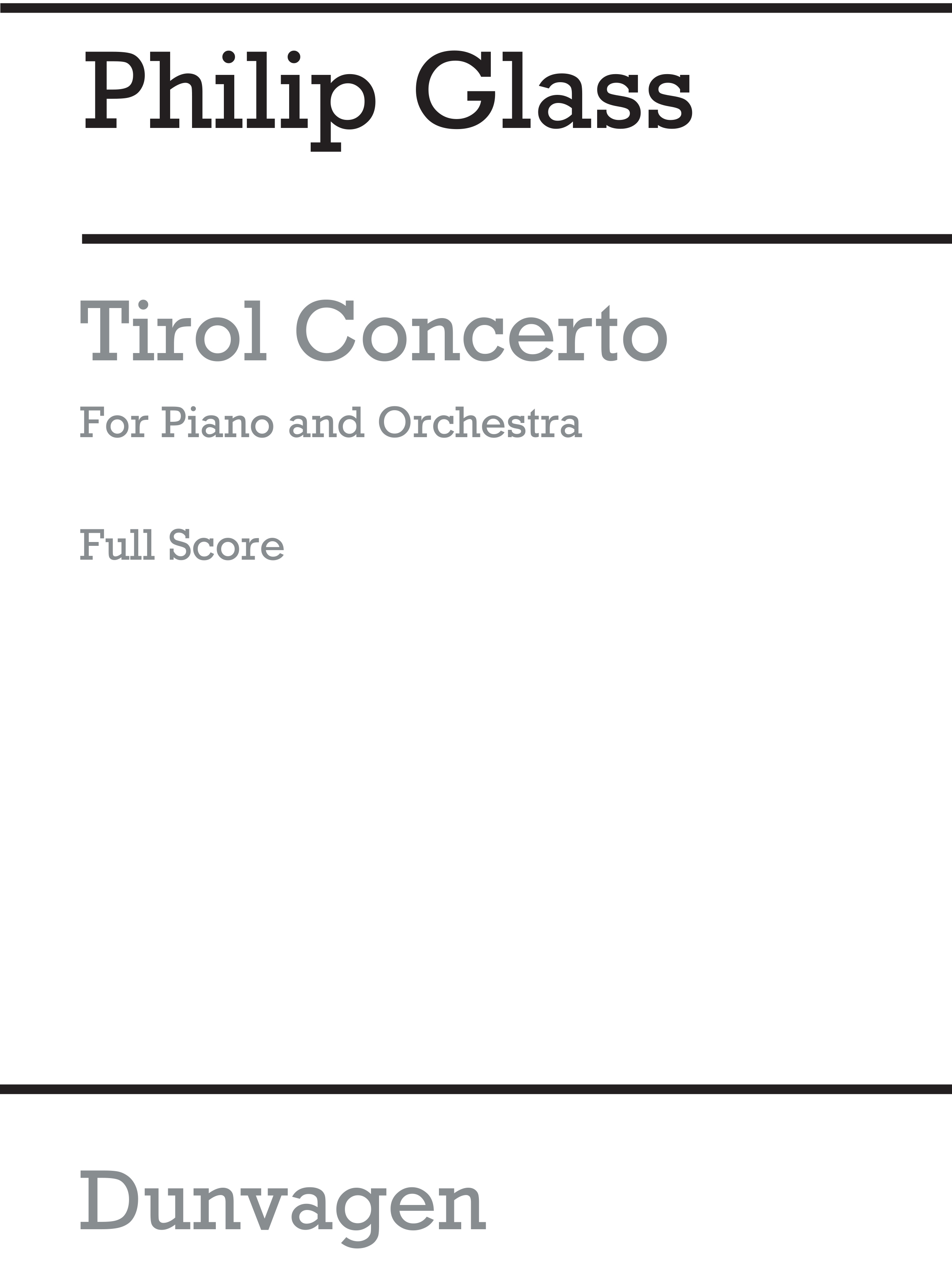 Philip Glass: Tirol Concerto: Piano: Score