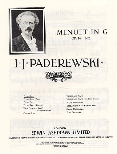 Ignacy Jan Paderewski: Menuet In G Op. 14 No. 1: Piano: Instrumental Work