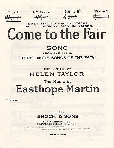 Martin Easthope: Come To The Fair In G Major: Vocal: Vocal Score