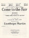 Martin Easthope: Come To The Fair In G Major: Voice: Vocal Work