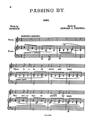 Edward Purcell: Passing By: Voice: Single Sheet