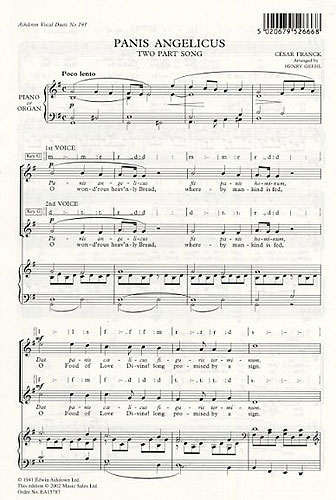 César Franck: Panis Angelicus: 2-Part Choir: Vocal Score