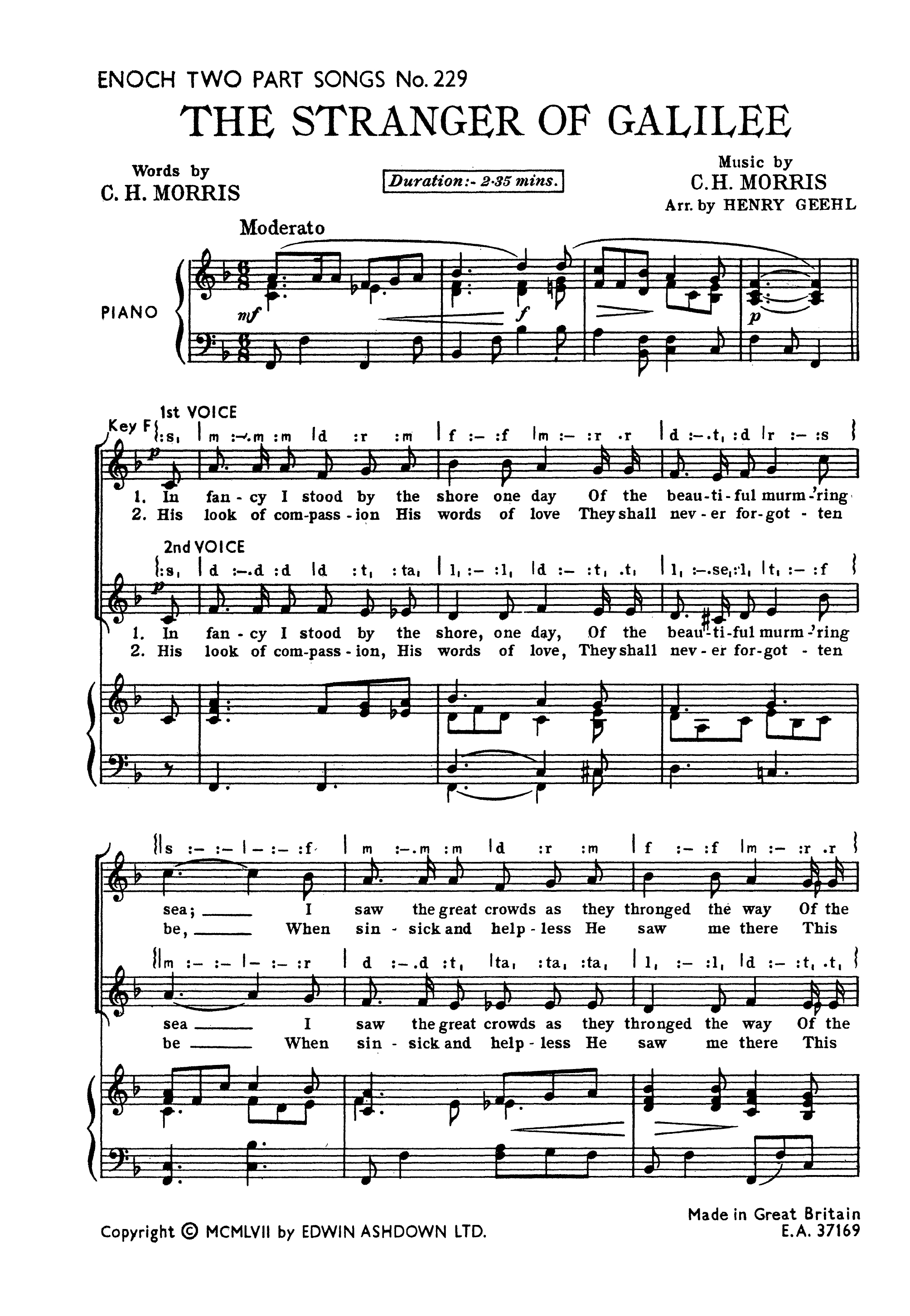 Stranger Of Galilee: 2-Part Choir: Score