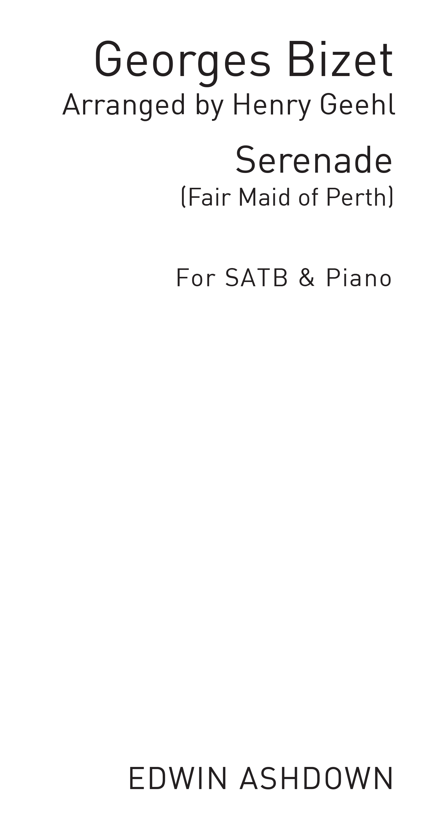 Georges Bizet: Serenade: SATB: Vocal Score