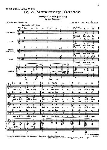 Albert Ketèlbey: In a Monastery Garden: SATB: Vocal Score