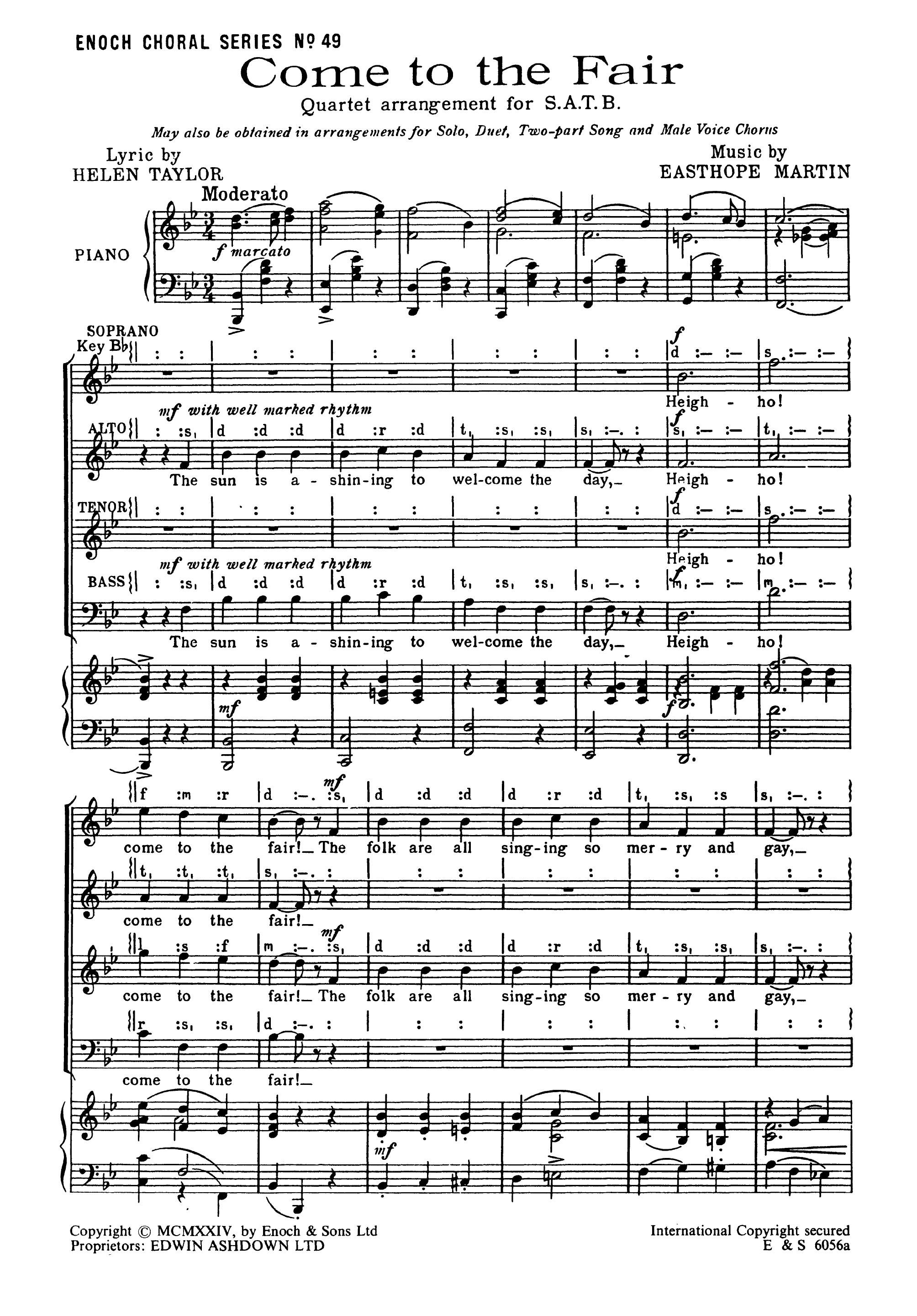 Martin Easthope: Come To The Fair: SATB: Vocal Score