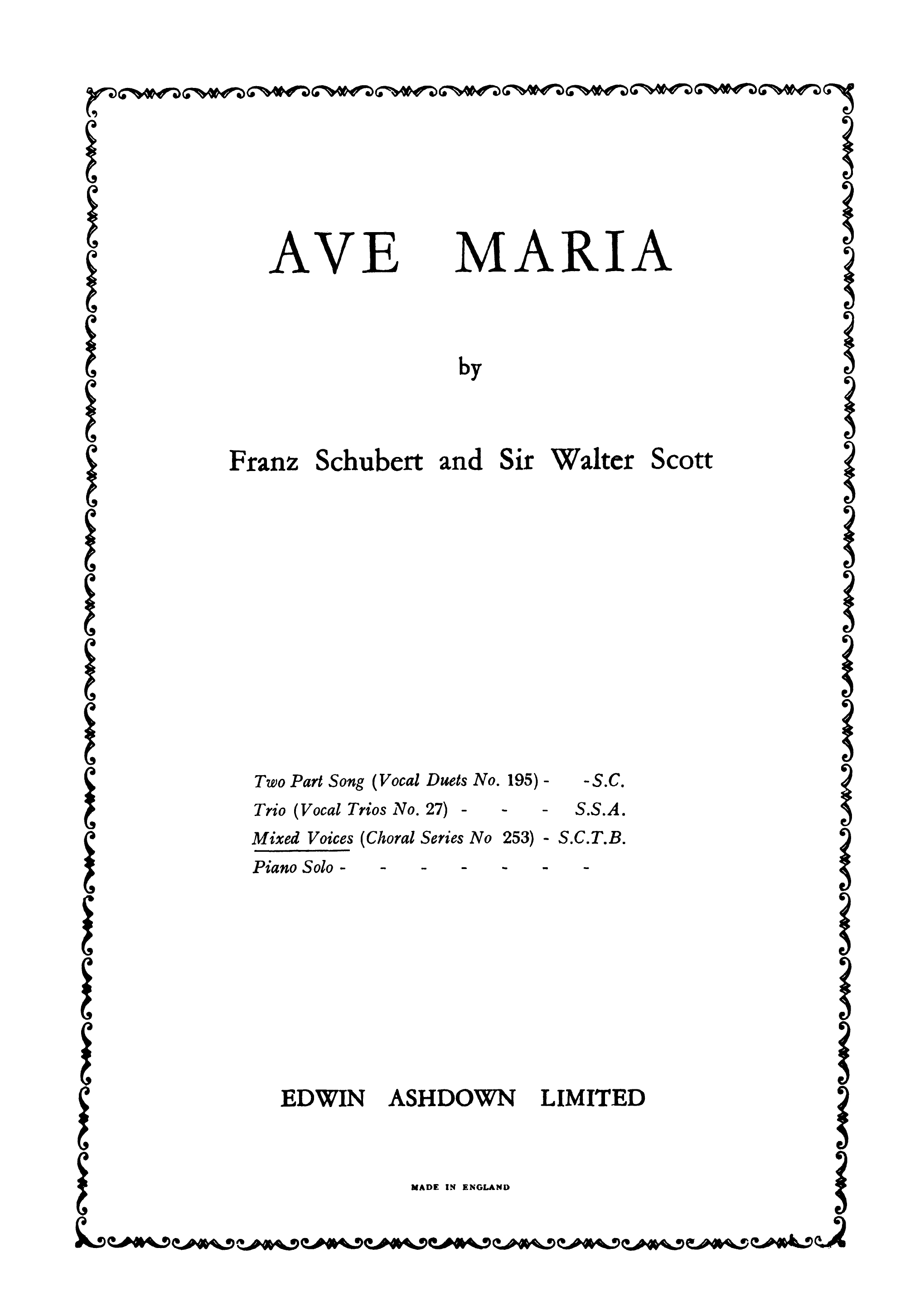 Franz Schubert: Ave Maria: SATB