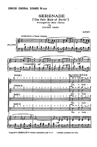Georges Bizet: Serenade: TTBB: Vocal Score