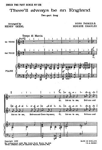 Hughie Charles Ross Parker: ThereLl Always Be An England: 2-Part Choir: Vocal