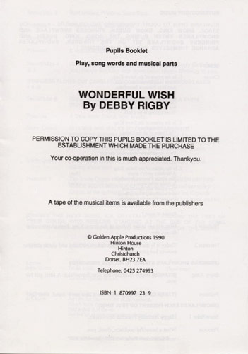 Debby Rigby: Wonderful Wish: Piano  Vocal  Guitar: Script