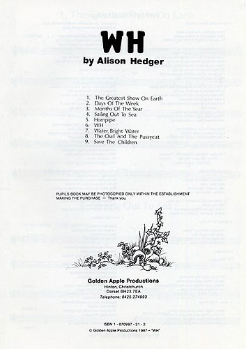 Alison Hedger: WH: Piano  Vocal  Guitar: Vocal Album