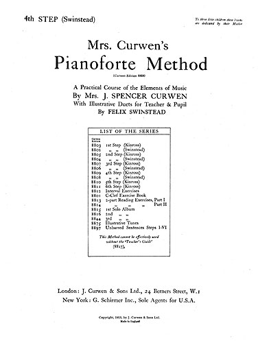 Felix Swinstead: Mrs Curwen's Pianoforte Method: Piano Duet: Instrumental Tutor