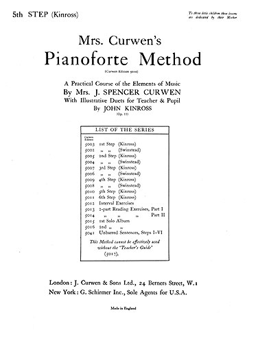 John Kinross: Mrs Curwen's Pianoforte Method: Piano Duet: Instrumental Tutor
