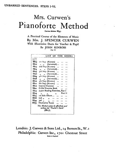 John Kinross: Mrs Curwen's Pianoforte Method: Piano: Instrumental Tutor
