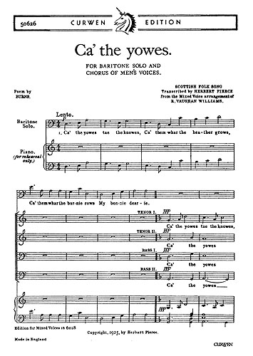 Ralph Vaughan Williams: Ca' The Yowes To The Knowes: TTBB: Vocal Score