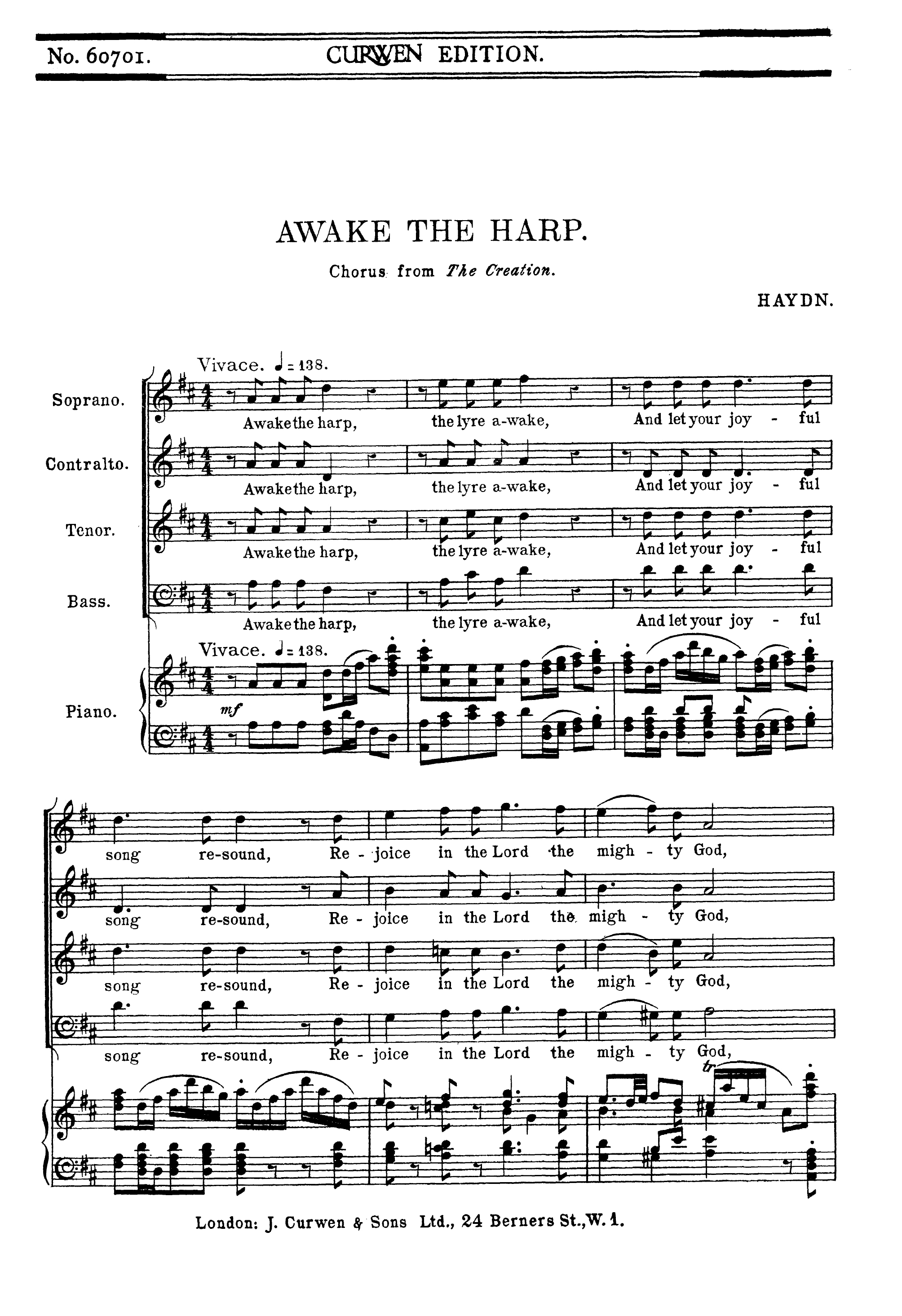 Franz Joseph Haydn: Awake The Harp: SATB