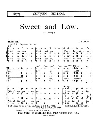 Joseph Barnby: Sweet And Low: SATB: Vocal Score