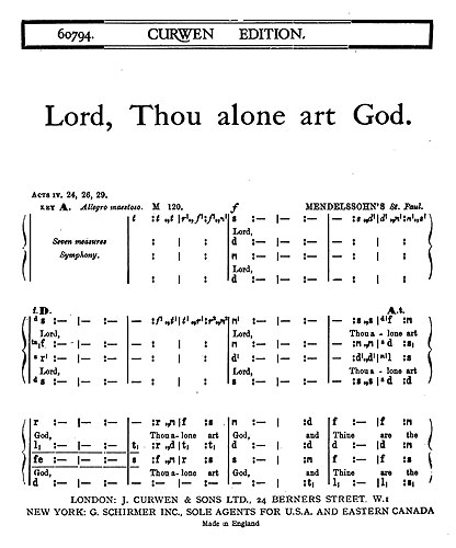 Felix Mendelssohn Bartholdy: Lord  Thou Alone Art God: SATB