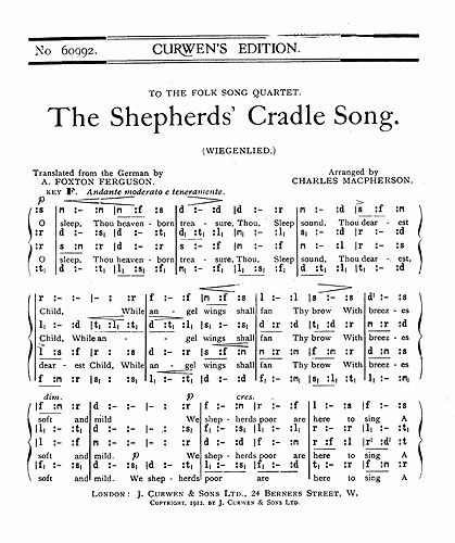 Charles Macpherson: The Shepherds Cradle Song: SATB: Vocal Score