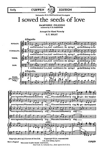 Gustav Holst: I Sowed The Seeds Of Love: SATB: Vocal Score