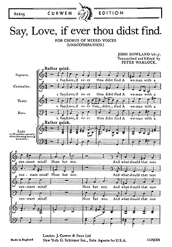 John Dowland: Say  Love  If Ever Thou Didst Find: SATB: Vocal Score