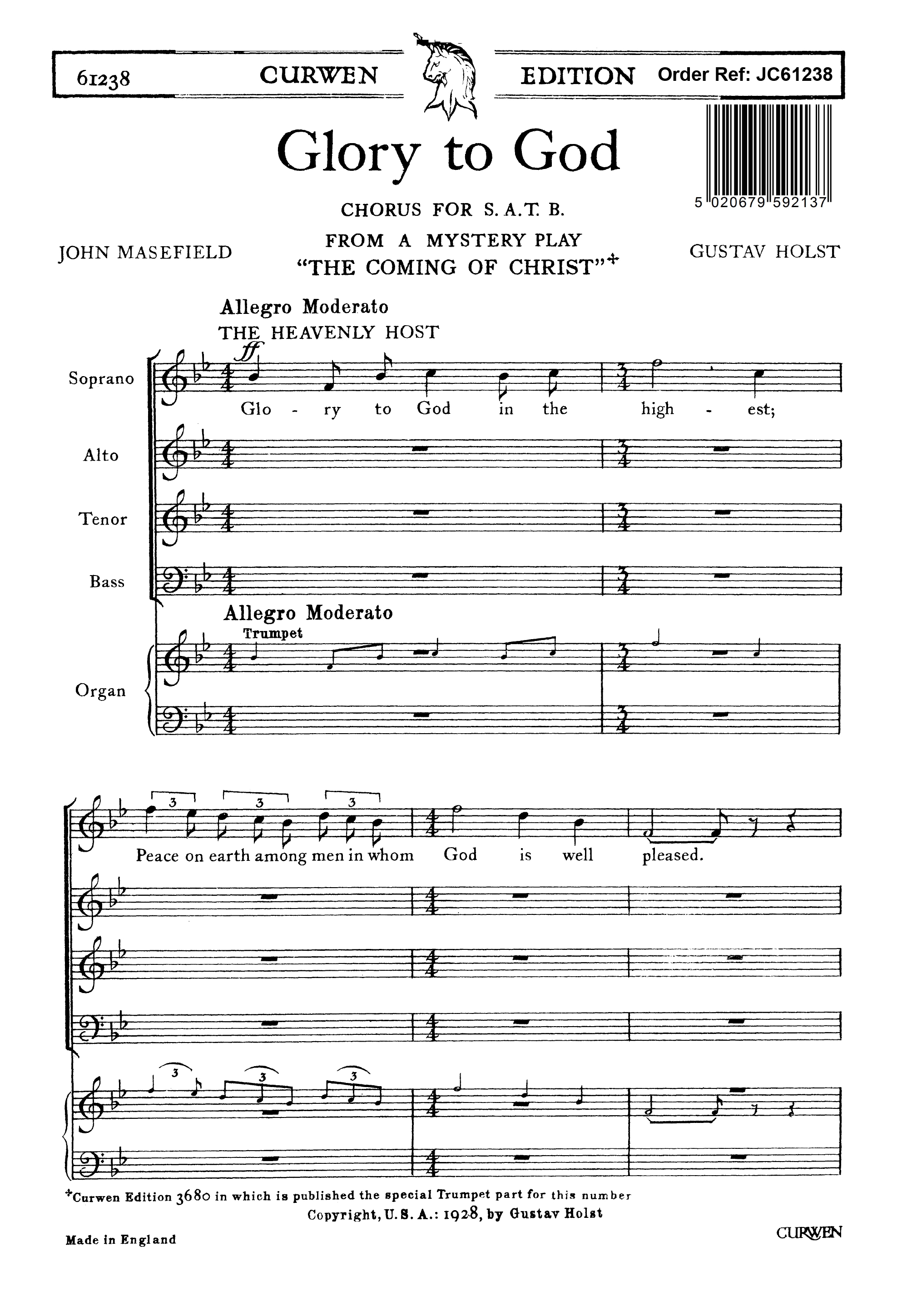 Gustav Holst: Glory To God: SATB