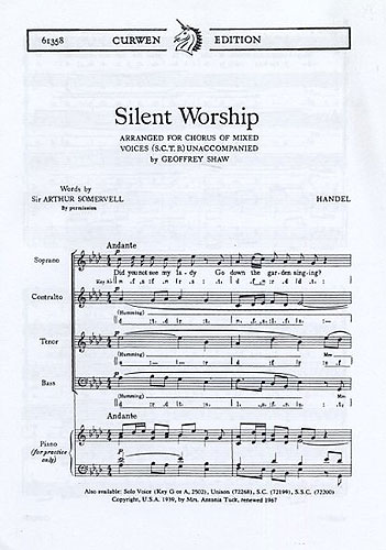 Georg Friedrich Händel: Silent Worship: SATB: Single Sheet