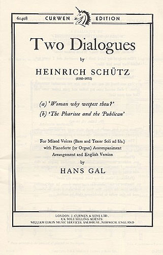 Heinrich Schtz: Two Dialogues: Mixed Choir: Score