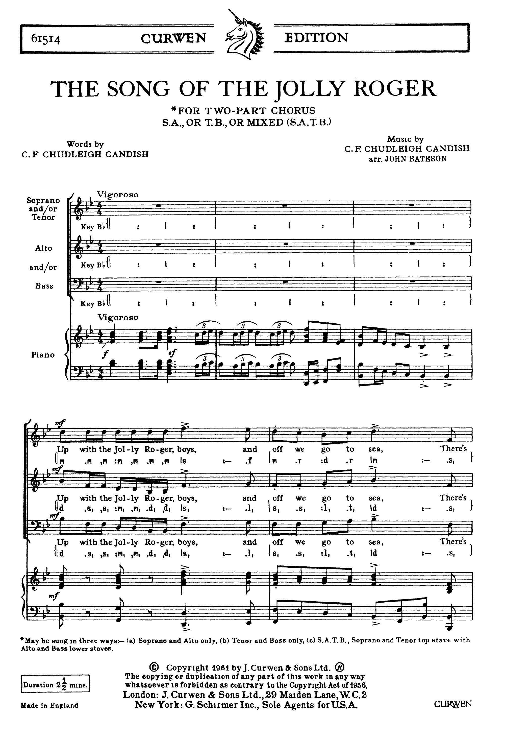 Candish Song Of Jolly Roger: SATB