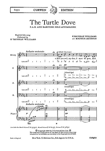 Ralph Vaughan Williams: The Turtle Dove: SAB: Vocal Score