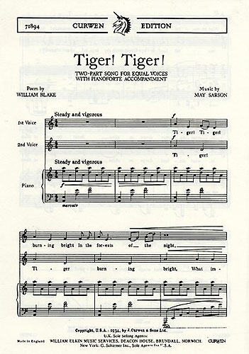 May Sarson: Tiger! Tiger!: Voice: Vocal Score