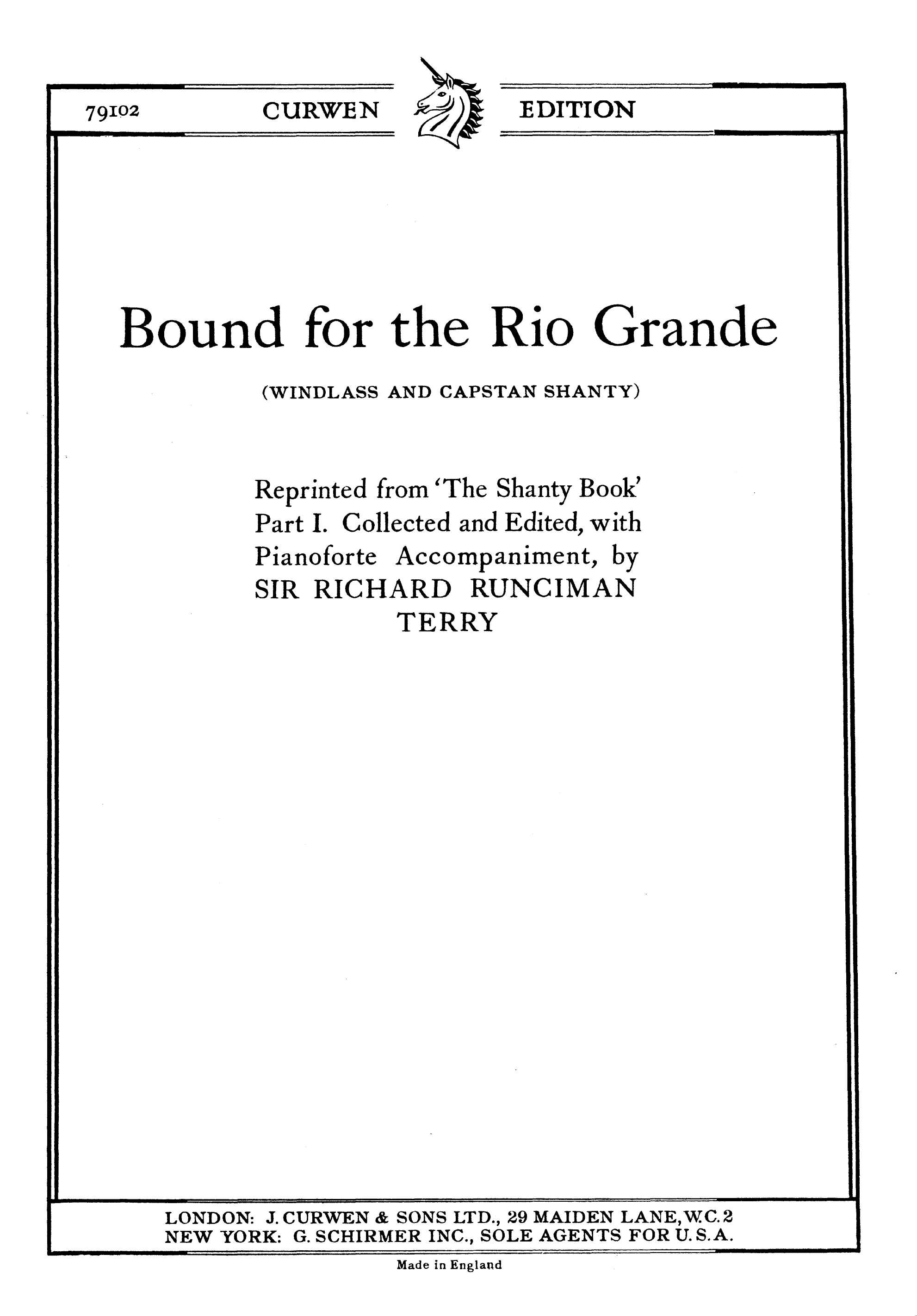 Bound For Rio Grande: Voice: Single Sheet