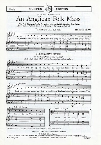 Martin Shaw: Anglican Folk Mass: Unison Voices: Vocal Score